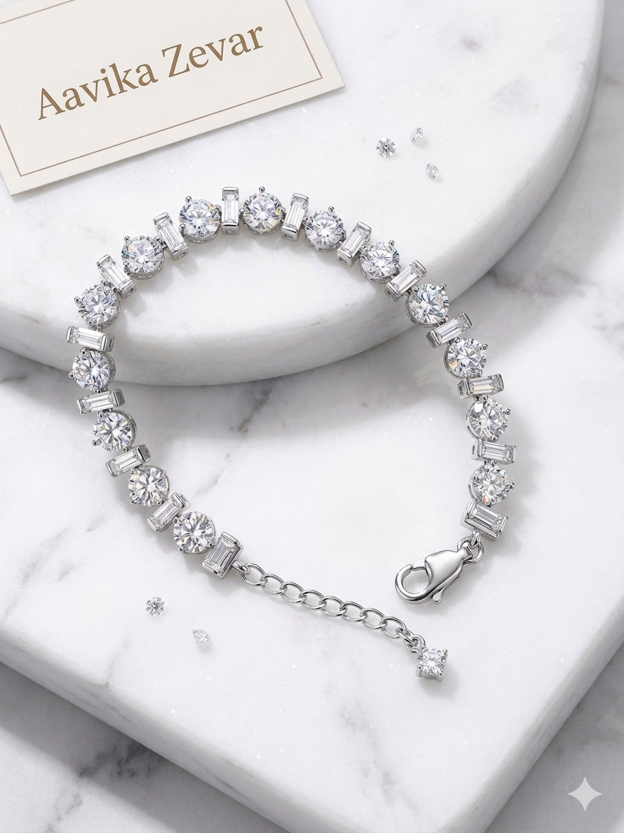 Silver Adjustable Tennis Bracelet for Women