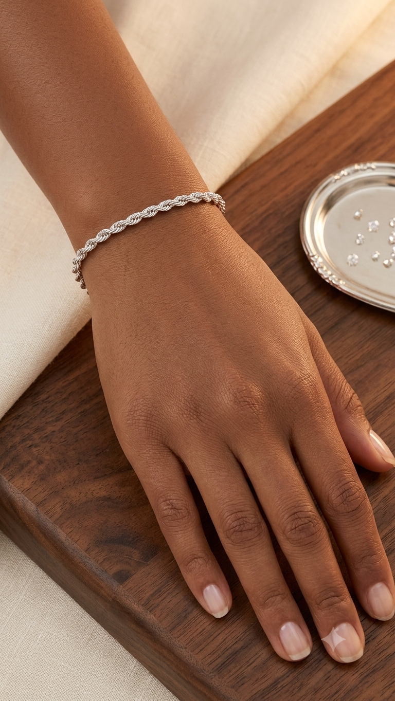 Minimalist Silver Rope Chain Bracelet Unisex