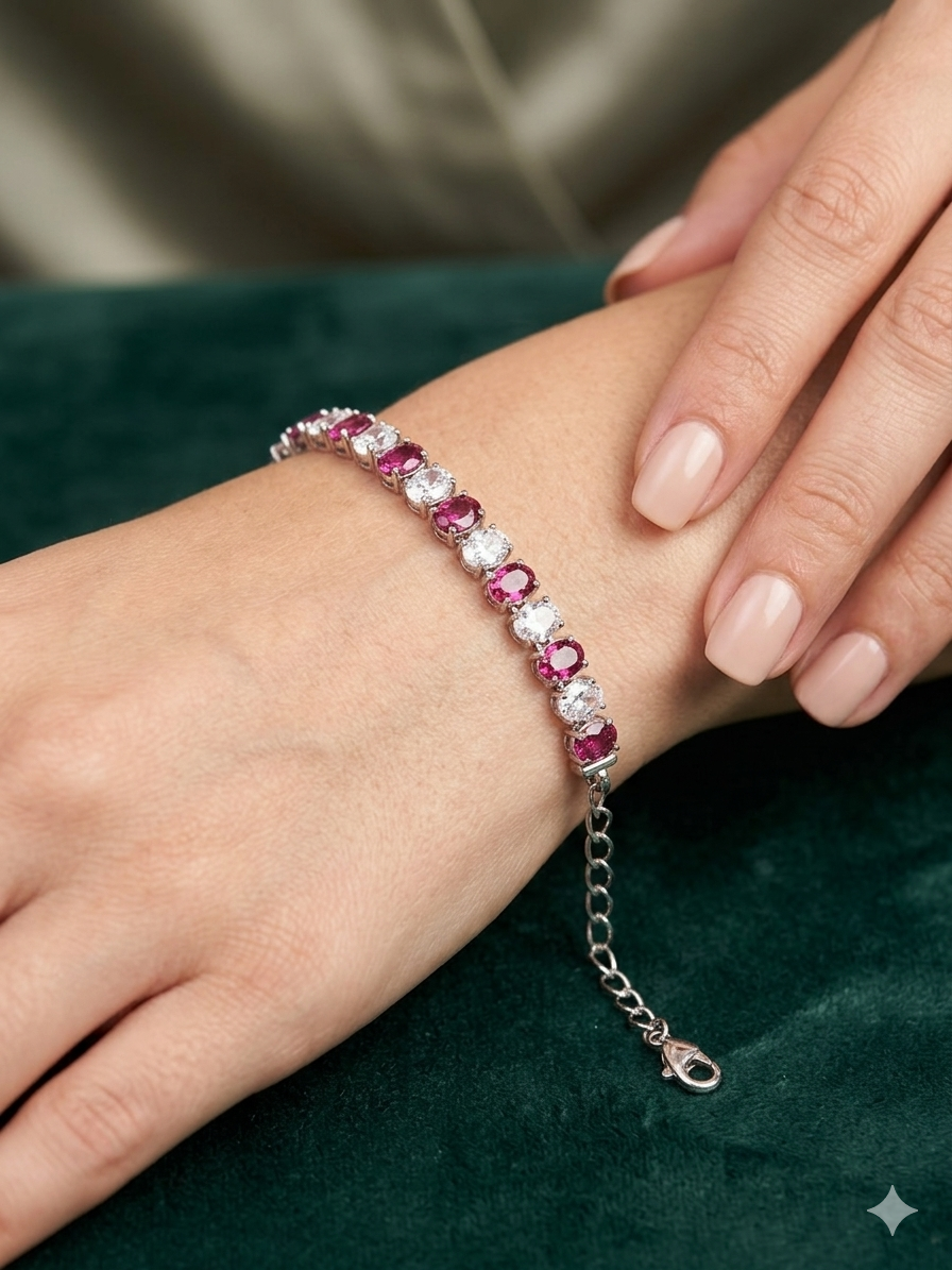 Silver Adjustable Tennis Bracelet for Women