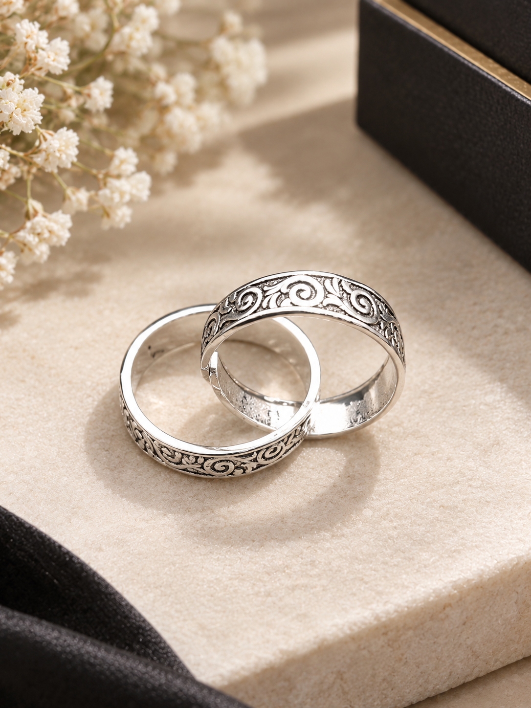 Antique Oxidised Silver Spiral Swirl Engraved Toe Ring (Bichhiya)