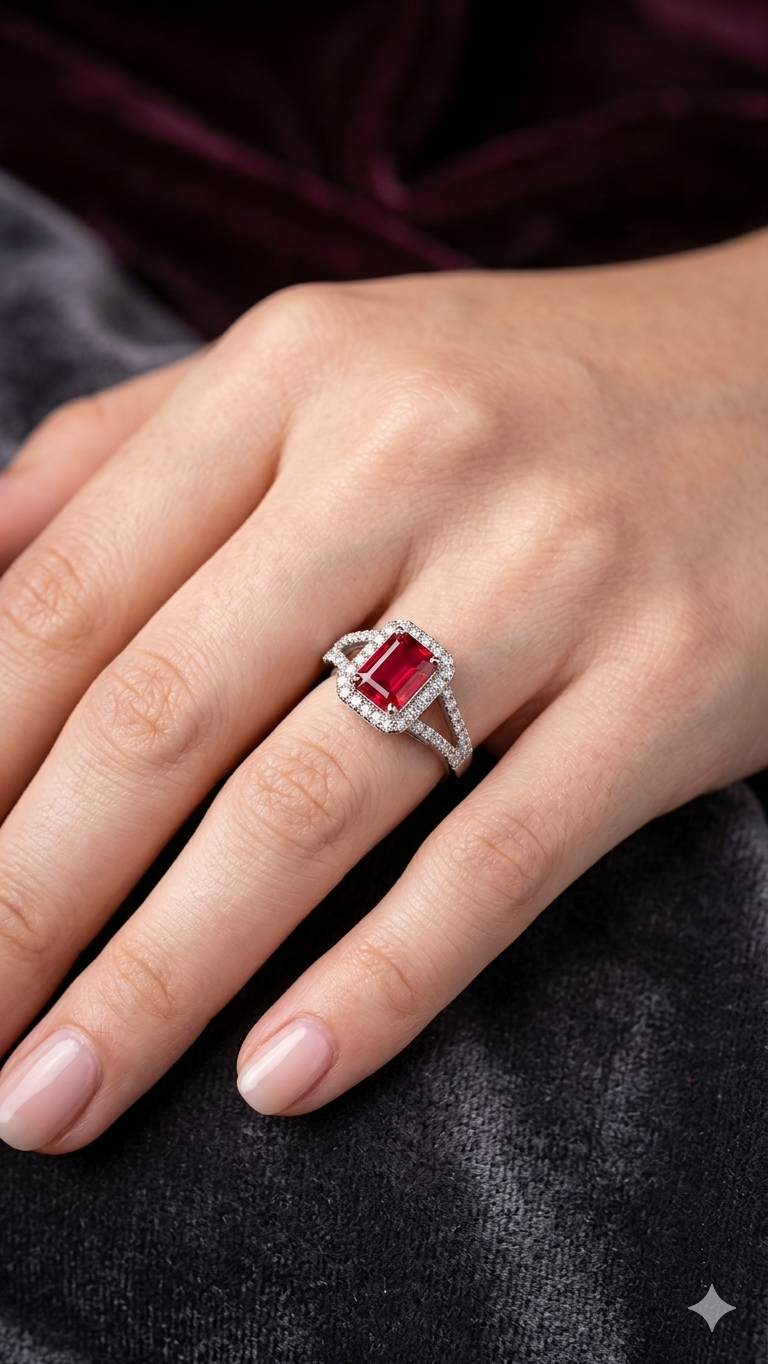 925 Sterling Silver pink soliter Ring for Women