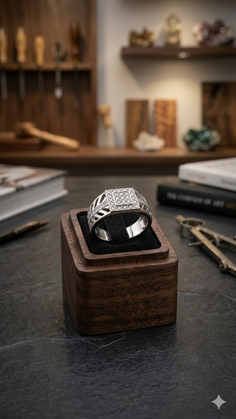 Men’s Statement Geometric Silver Ring
