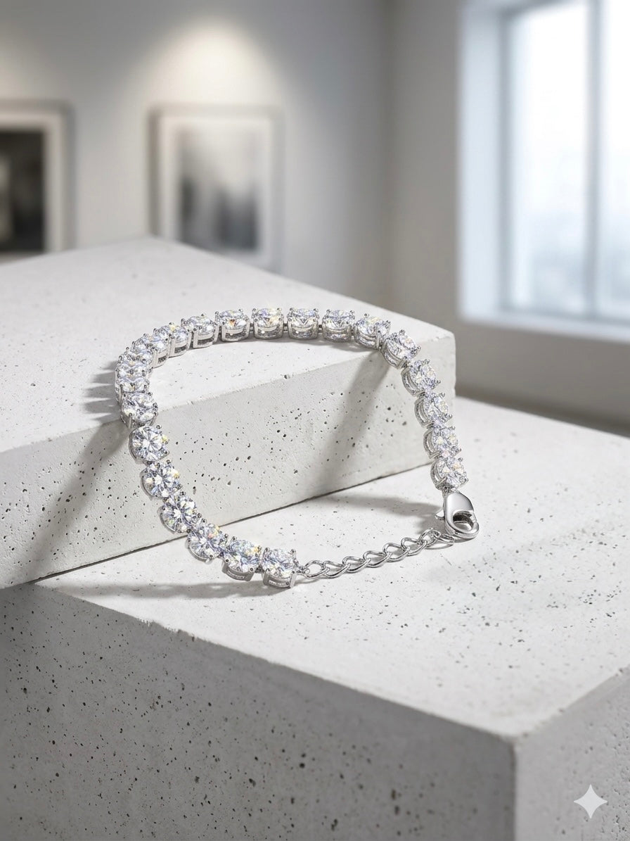 Silver Adjustable Tennis Bracelet for Women
