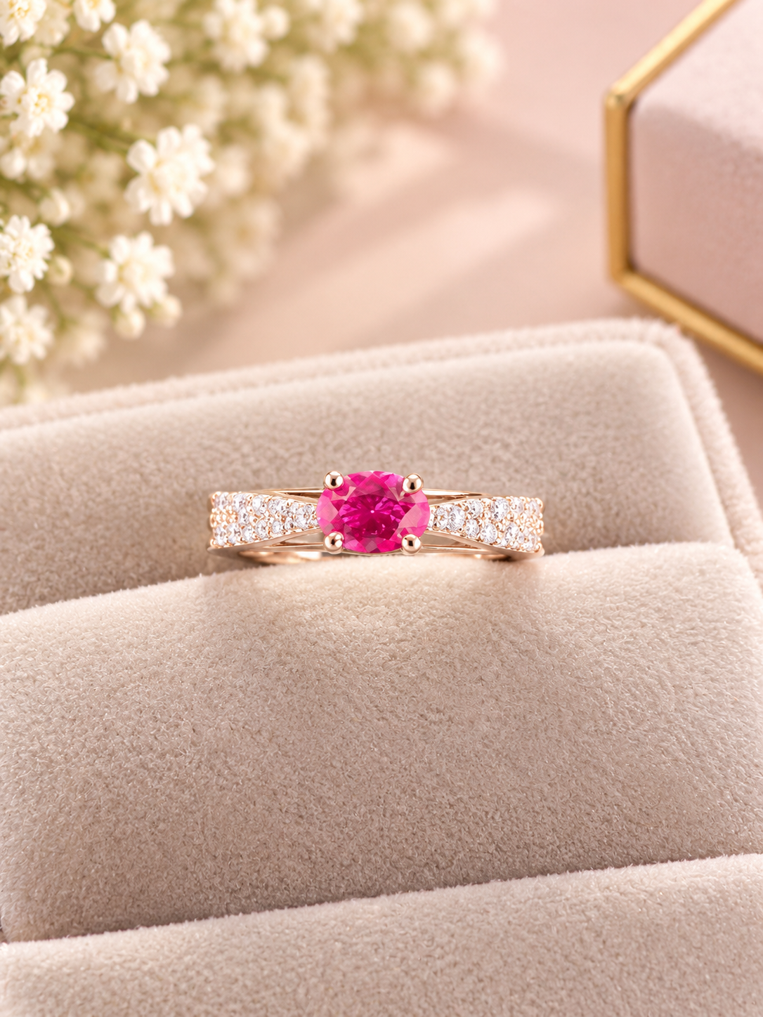925 Silver Crimson Blush Ruby Solitaire Ring