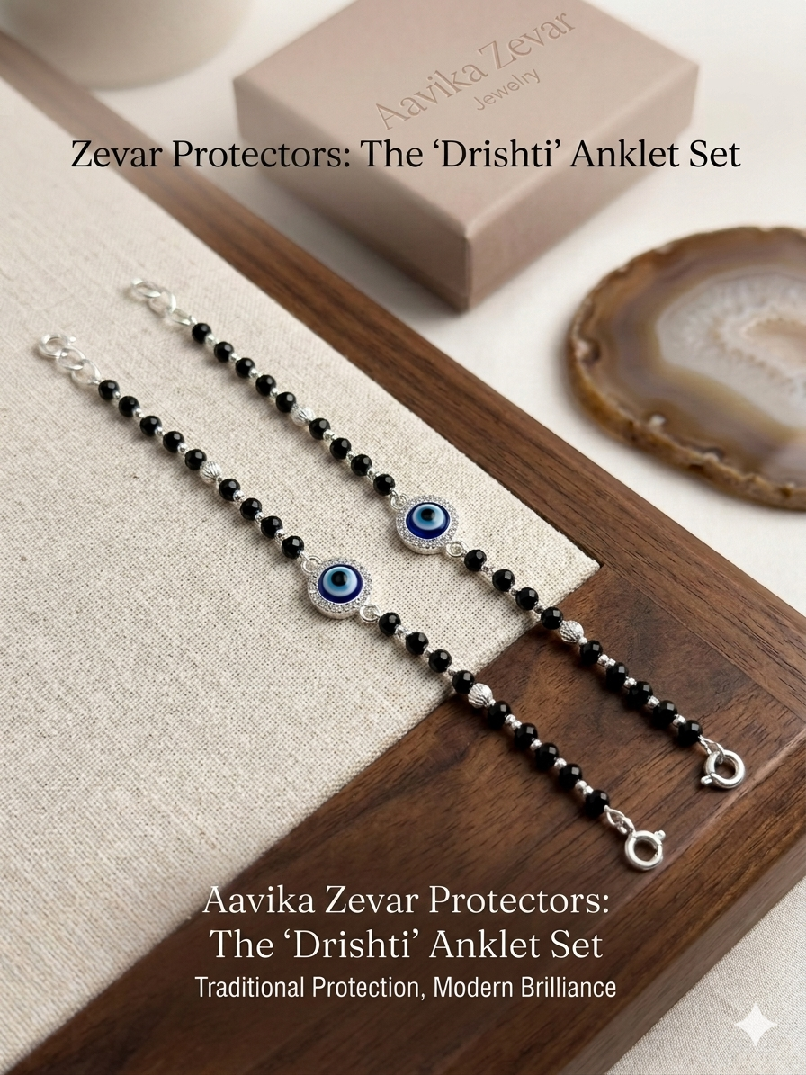 Silver nazariya with round evil-eye centerpiece