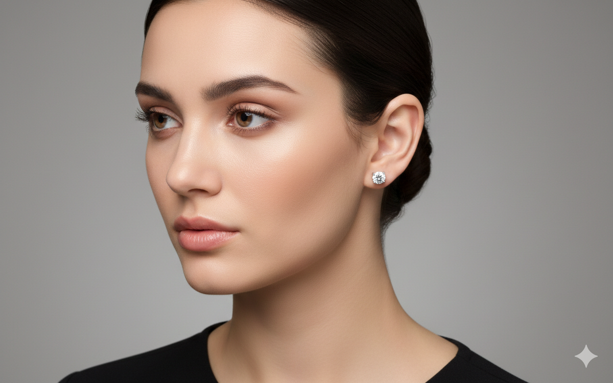 Solitaire CZ Stud Earrings in 925 Sterling Silver