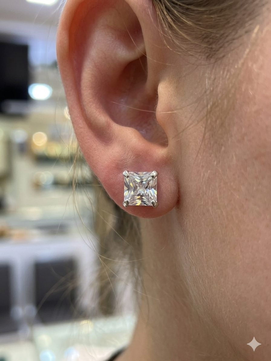 Aavika Zevar Sterling Silver single Stud Earrings for women & girls