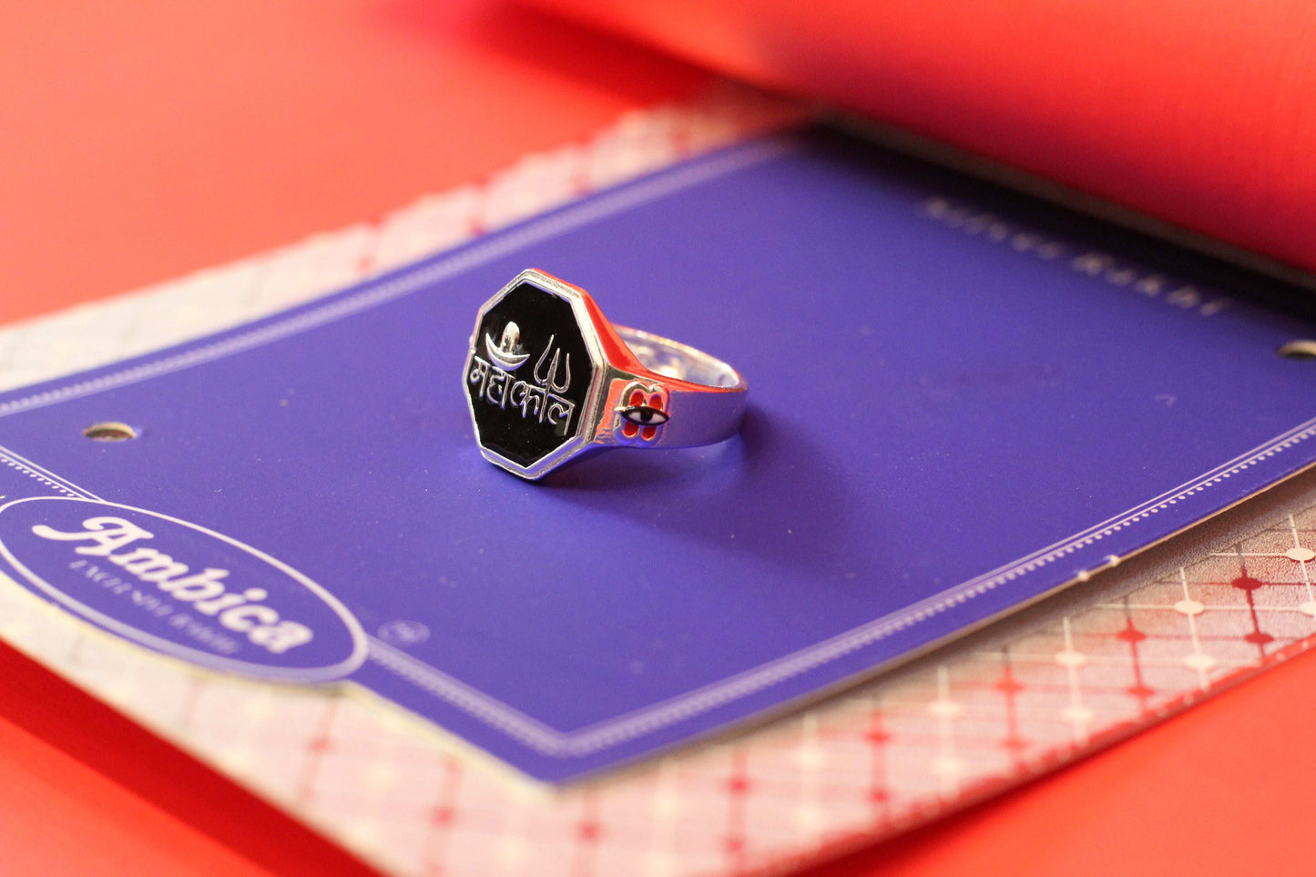 Silver Mahakal Letter Ring – Spiritual Statement Ring for Men