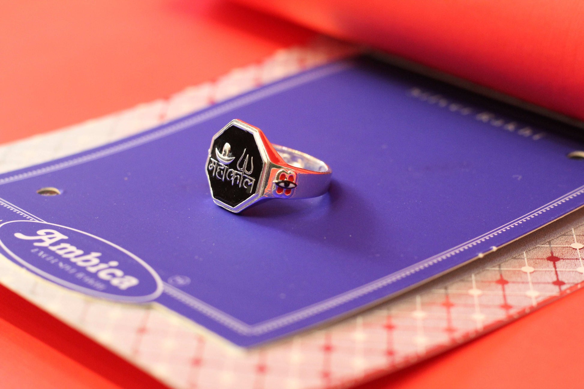 Silver Mahakal Letter Ring – Spiritual Statement Ring for Men