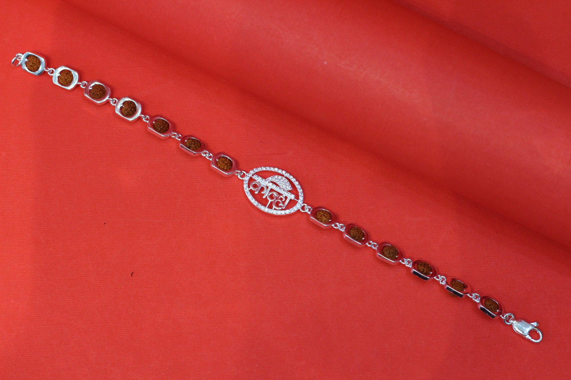 Pure Silver Rudraksha Bracelet with kanha letter Charm