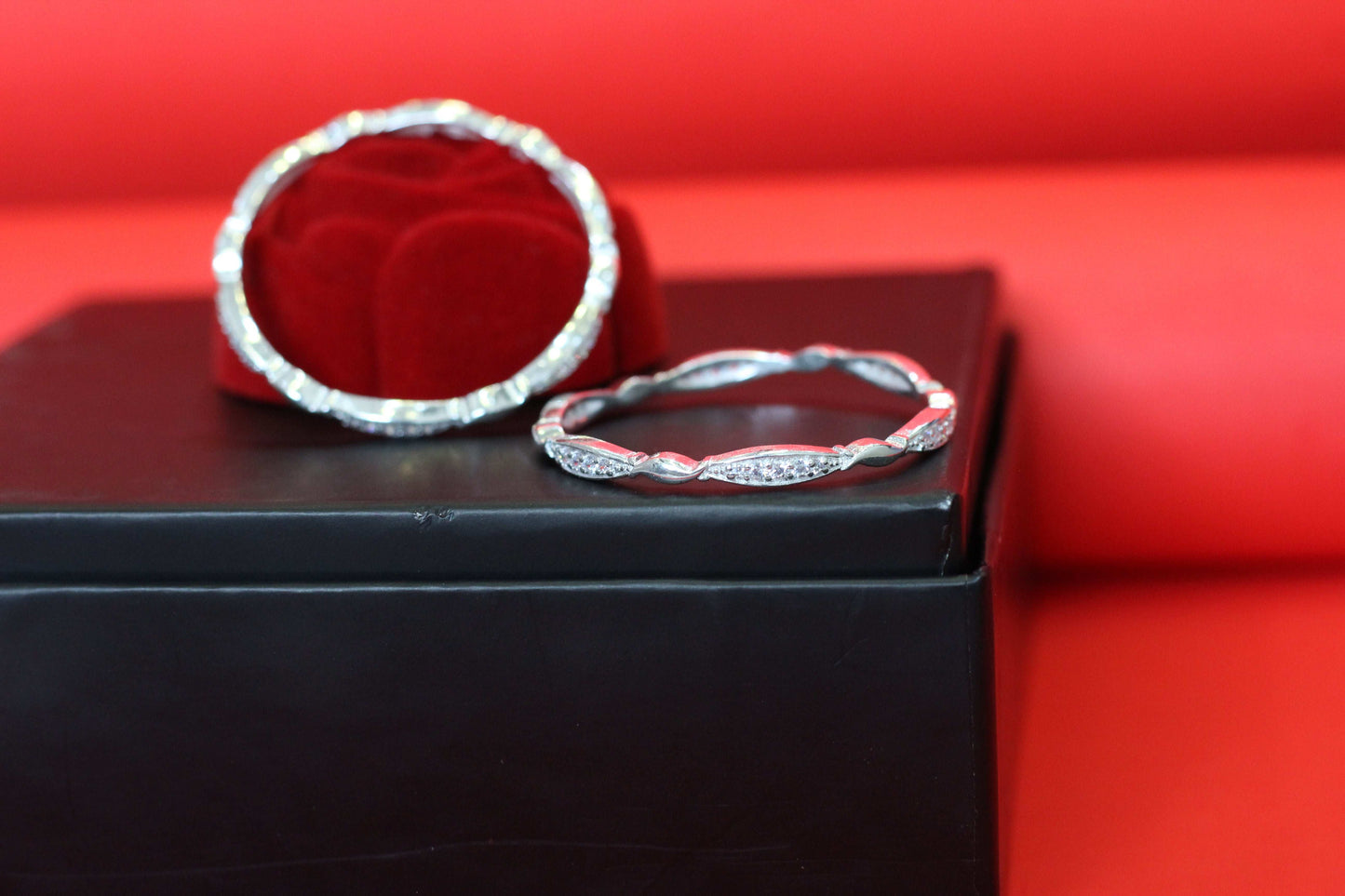 Wave Glow Silver Bangles for kids