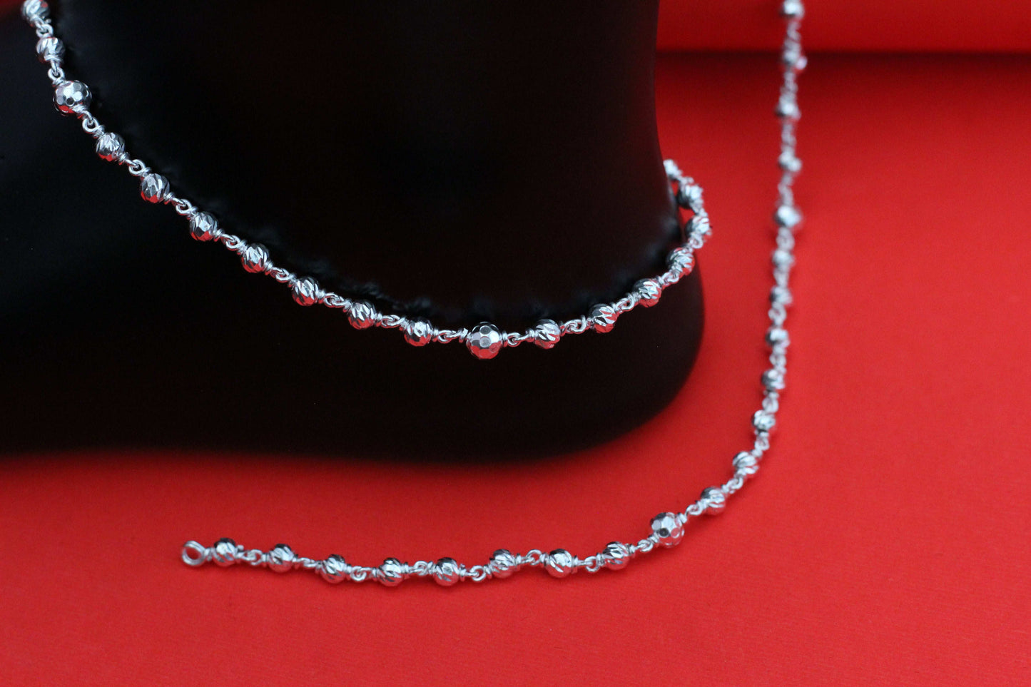 Aavika Zever silver anklet for women multi color beeds