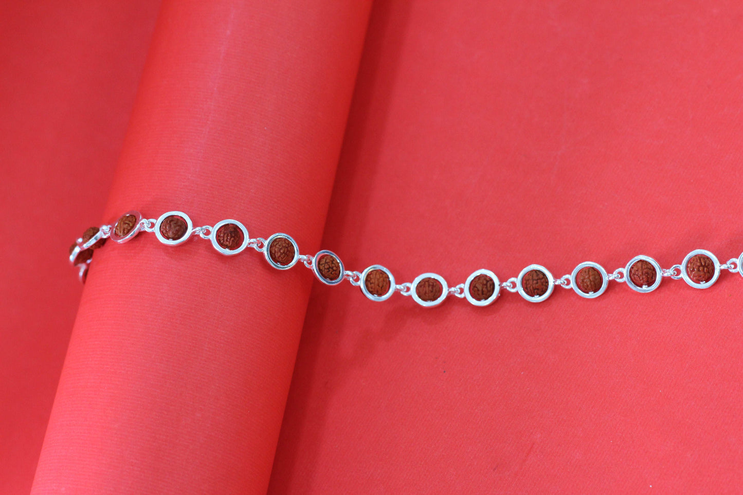 Silver Rudraksha Link Bracelet for Men & Women