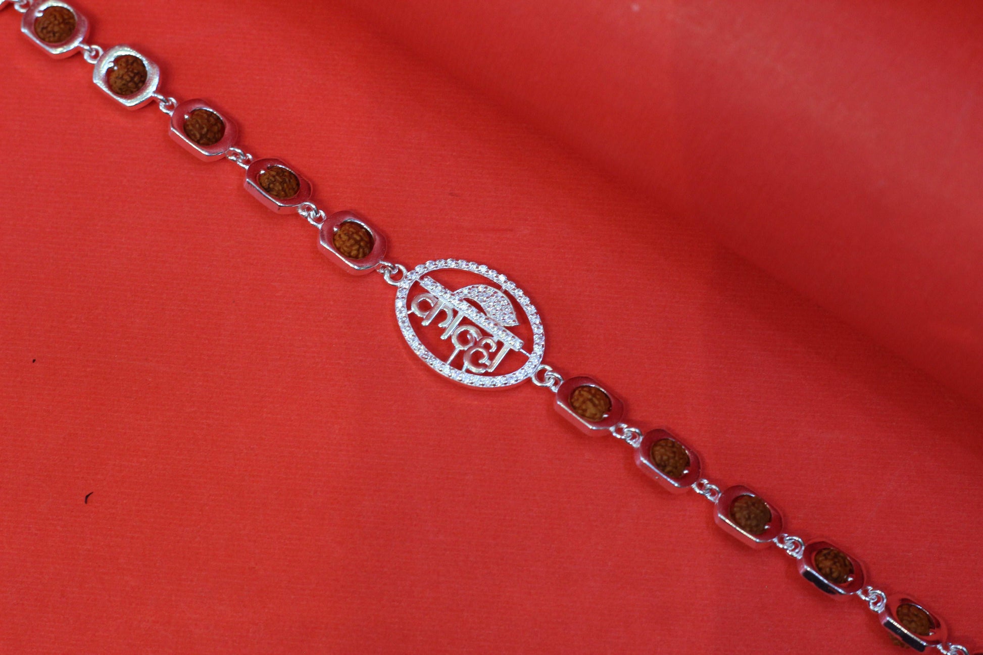 Pure Silver Rudraksha Bracelet with kanha letter Charm