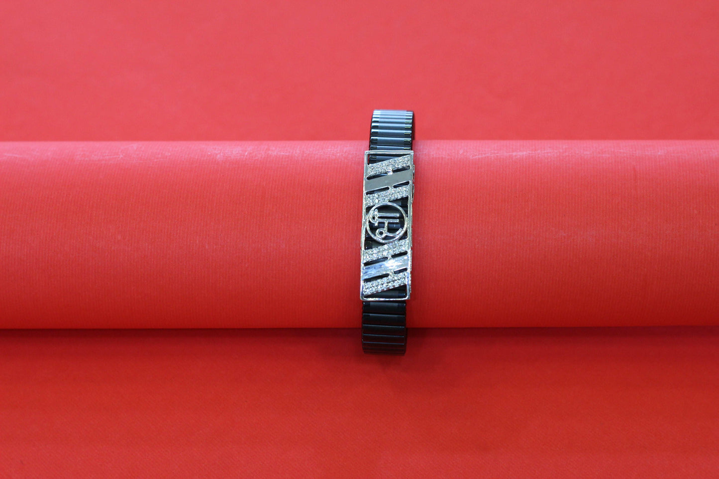Stylish Rolex-Style Belt with Silver hindi "shree" letter Charm – Men's Fashion Accessory