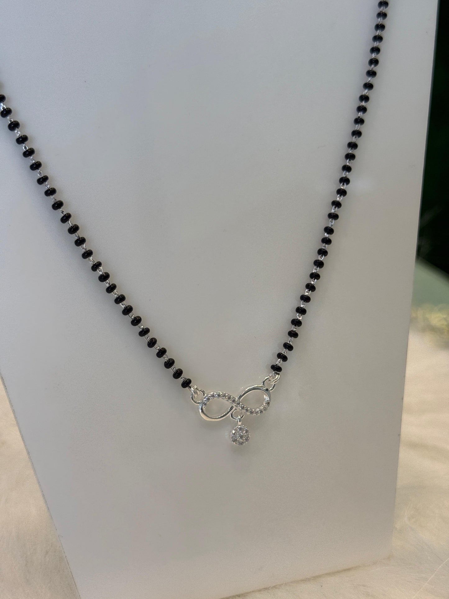 Elegant Silver Infinity Design Mangalsutra with CZ Pendant