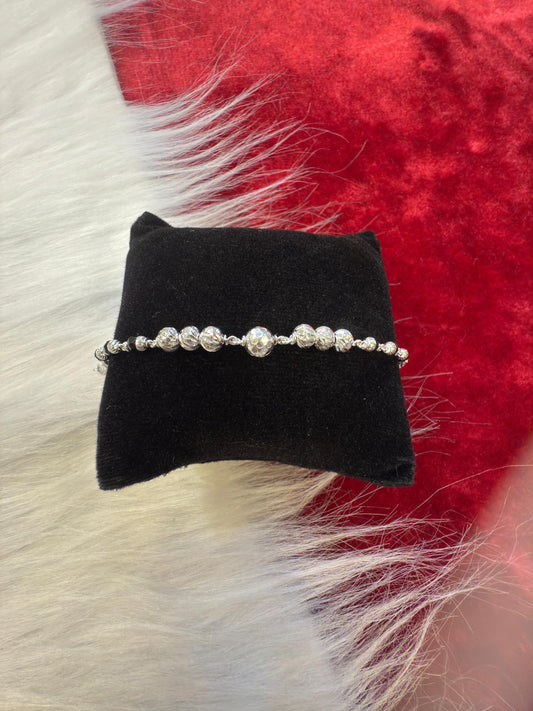 Silver Sparkling Bead Bracelet | Adjustable Elegant Silver Bracelet for Women & Girls