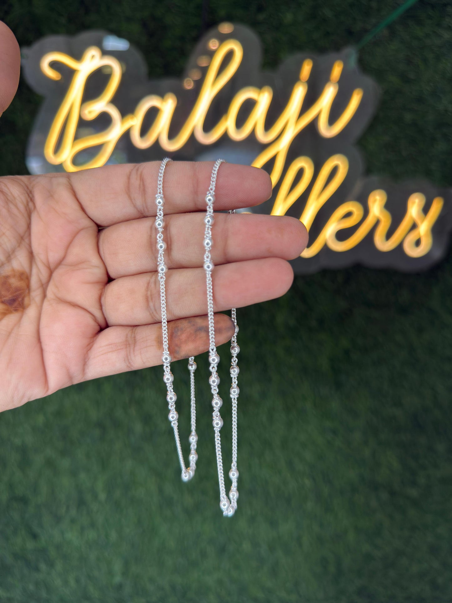Silver Anklet with Round Beads – “Pearl Drop Design” Payal for Daily Wear