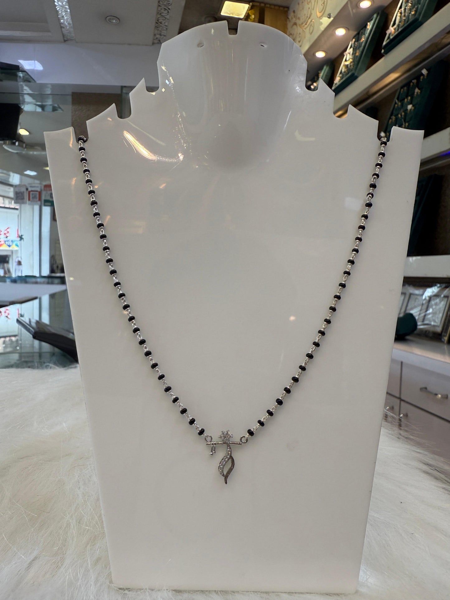 Elegant Silver Mangalsutra with Stylish Pendant krishna bansari Design