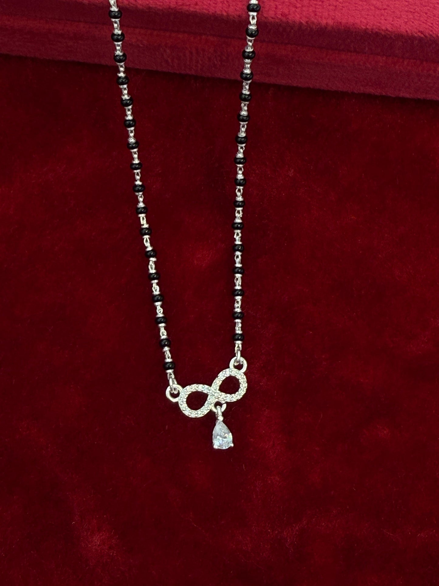 Timeless Bloom Silver Mangalsutra with infinity pendant