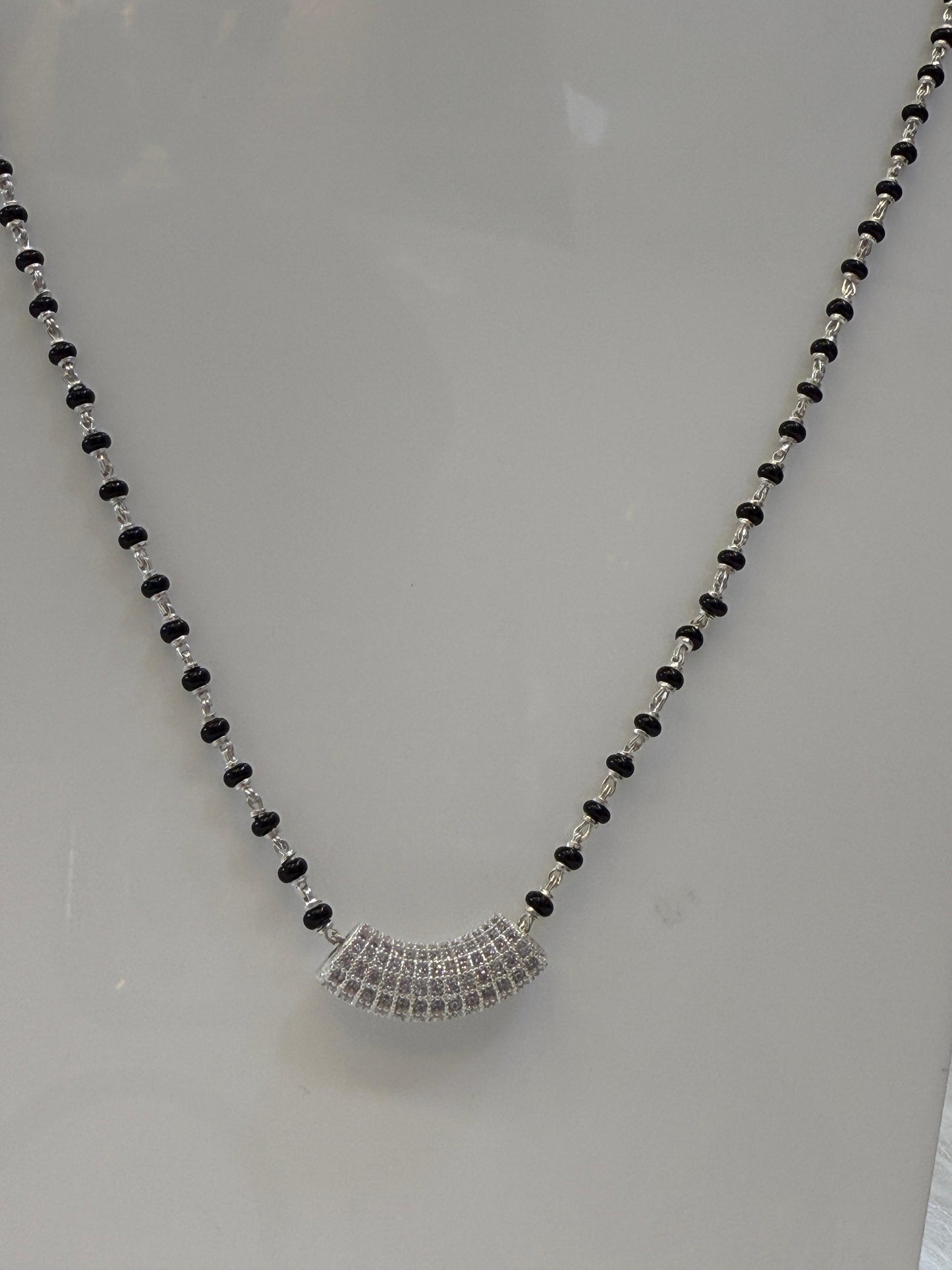 Elegant Silver-Plated Mangalsutra with CZ Stone Pendant