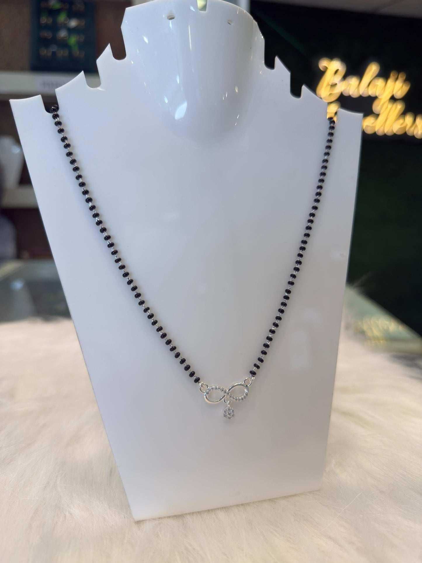 Elegant Silver Infinity Design Mangalsutra with CZ Pendant