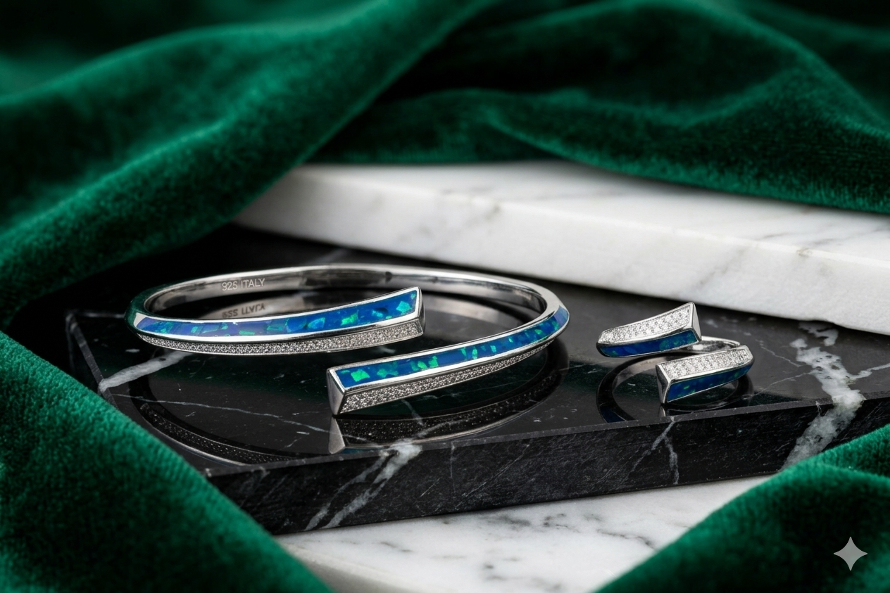 Elegant Sterling Silver Kada & Ring Combo Set
