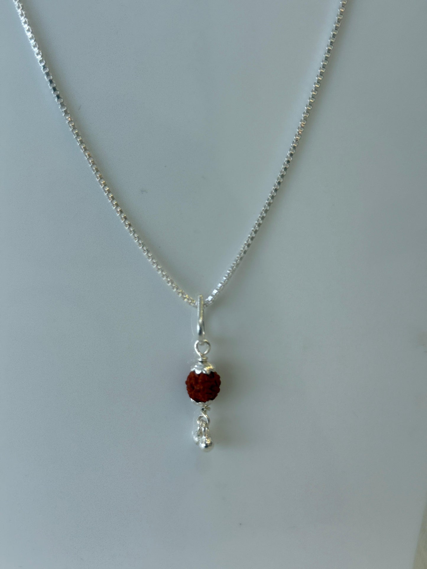 Aavikazevar 925 Sterling Silver rudraksha Pendant with 925 silver box Chain for Men & Women | Pure Silver Spiritual Necklace | Elegant Daily Wear Jewelry | Ideal Gift for Devotees