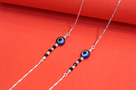 Silver Anklet in Evil Eye For Women