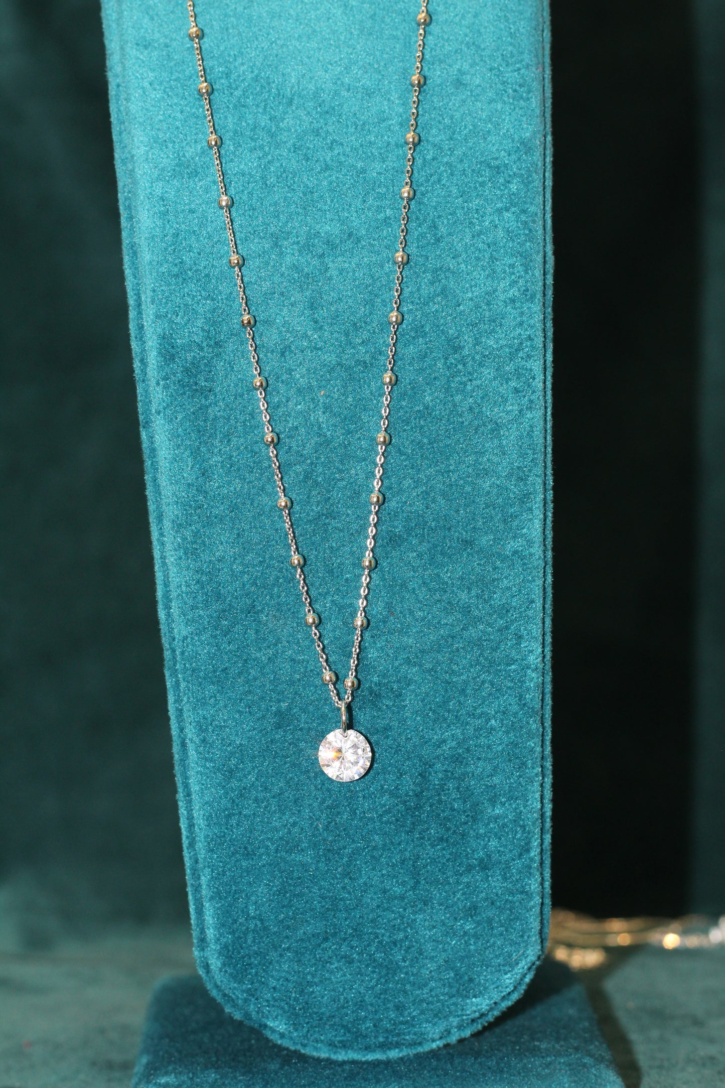 Aavika Zevar 925 Sterling Silver Round Solitaire Pendant Necklace for Women | Minimalist Brilliant Cut Diamond-Simulant Daily Wear Jewelry