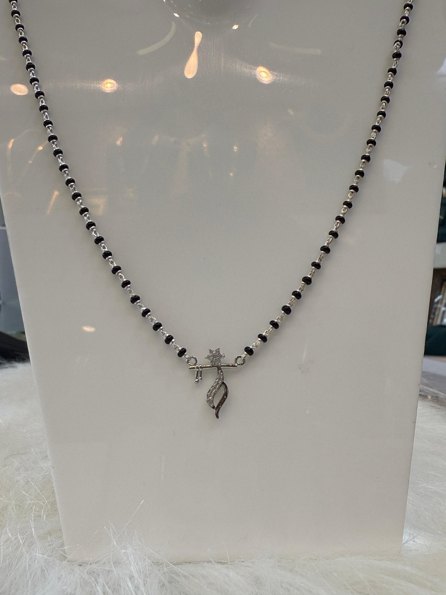 Elegant Silver Mangalsutra with Stylish Pendant krishna bansari Design