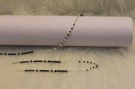 Silver Payal With Black Beads