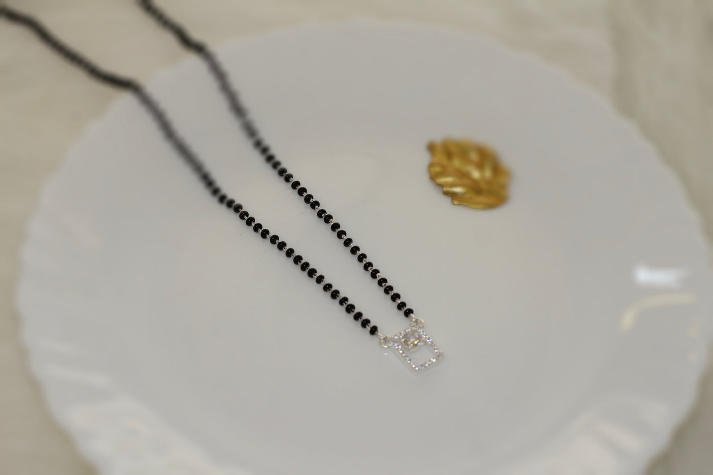 Elegant Silver Mangalsutra with Square Pendant