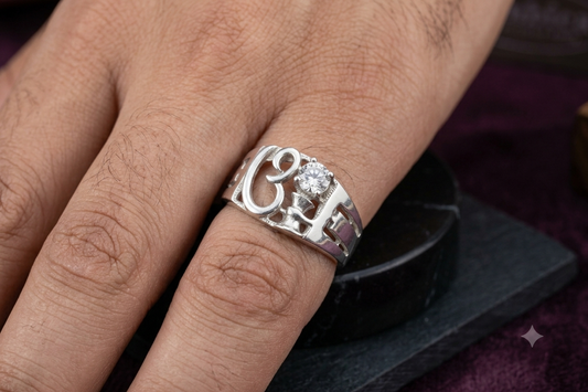 Italian 925 Silver Gents Ring – Aum & Shivji Damru Design