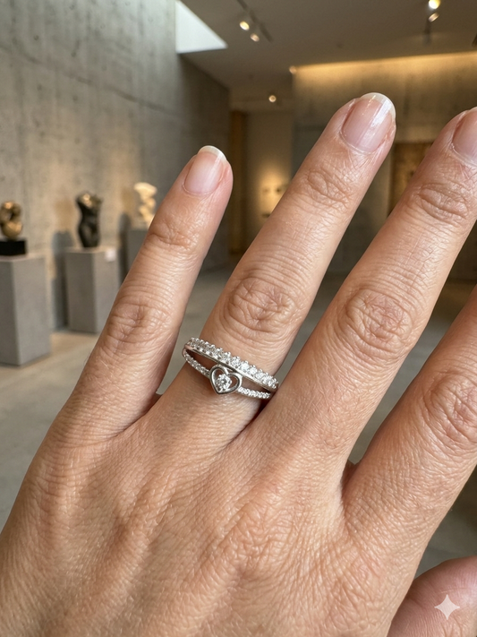 925 Sterling Silver heart shape Ring for Women | Elegant Daily Wear Silver Ring