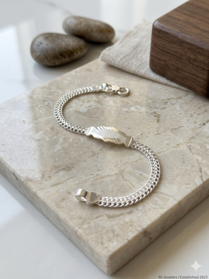 Elegant Men's Silver Franco Link ID Bracelet