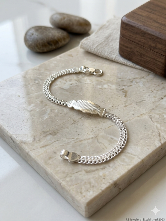 Elegant Men's Silver Franco Link ID Bracelet