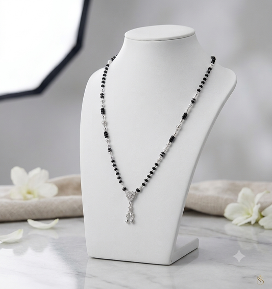 Graceful Triangular Drop Silver Mangalsutra