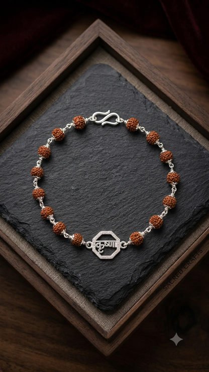 Silver "krishna" Rudraksha Rakhi