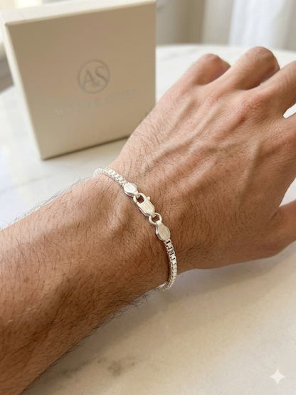 Silver Flat Mesh Link Bracelet for Men & Women