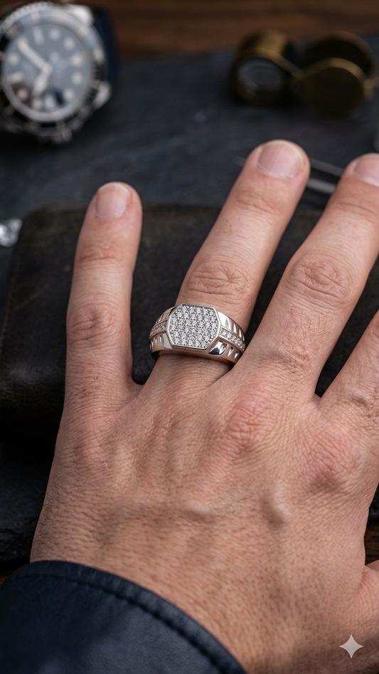 Men’s Statement Geometric Silver Ring