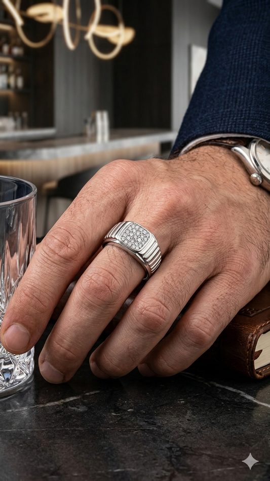 Men’s Statement Geometric Silver Ring