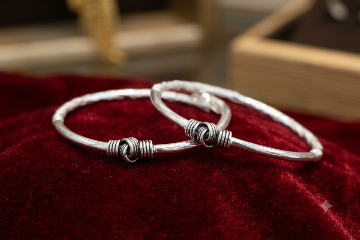 Antique Silver Knot Cuff Bangles / Tribal Kada (pair/single)