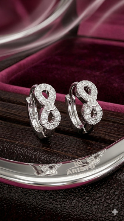 925 Sterling Silver Infinity Hoop Earrings | Aavika Zevar Diamond & CZ Bali