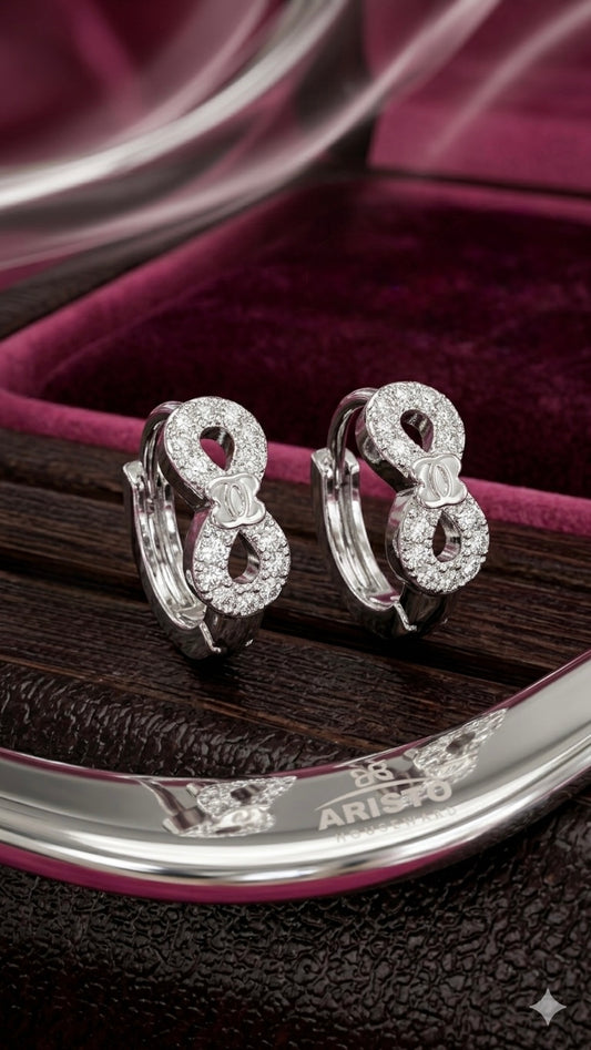 925 Sterling Silver Infinity Hoop Earrings | Aavika Zevar Diamond & CZ Bali