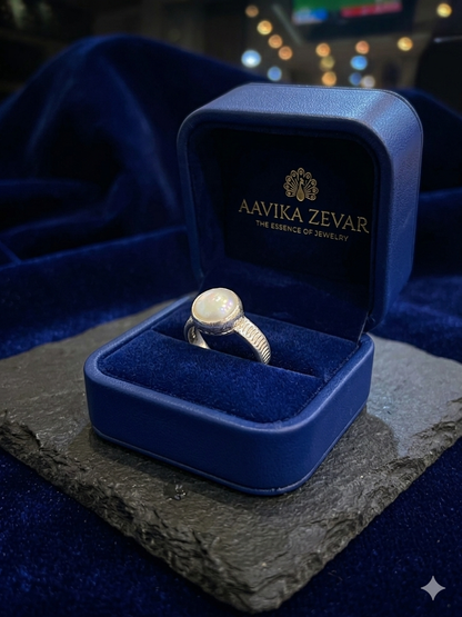Silver pearl unisex Ring