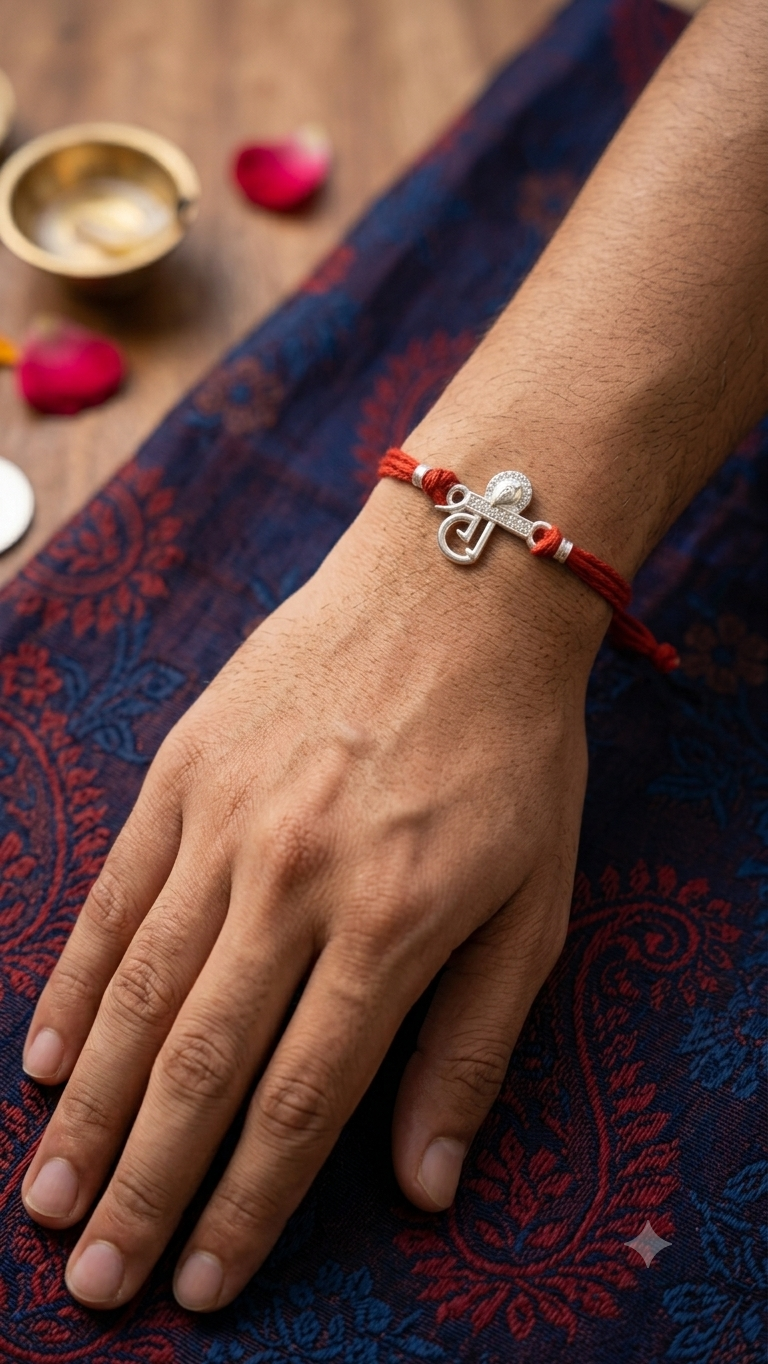 Silver shree Rakhi (set of 3/5)