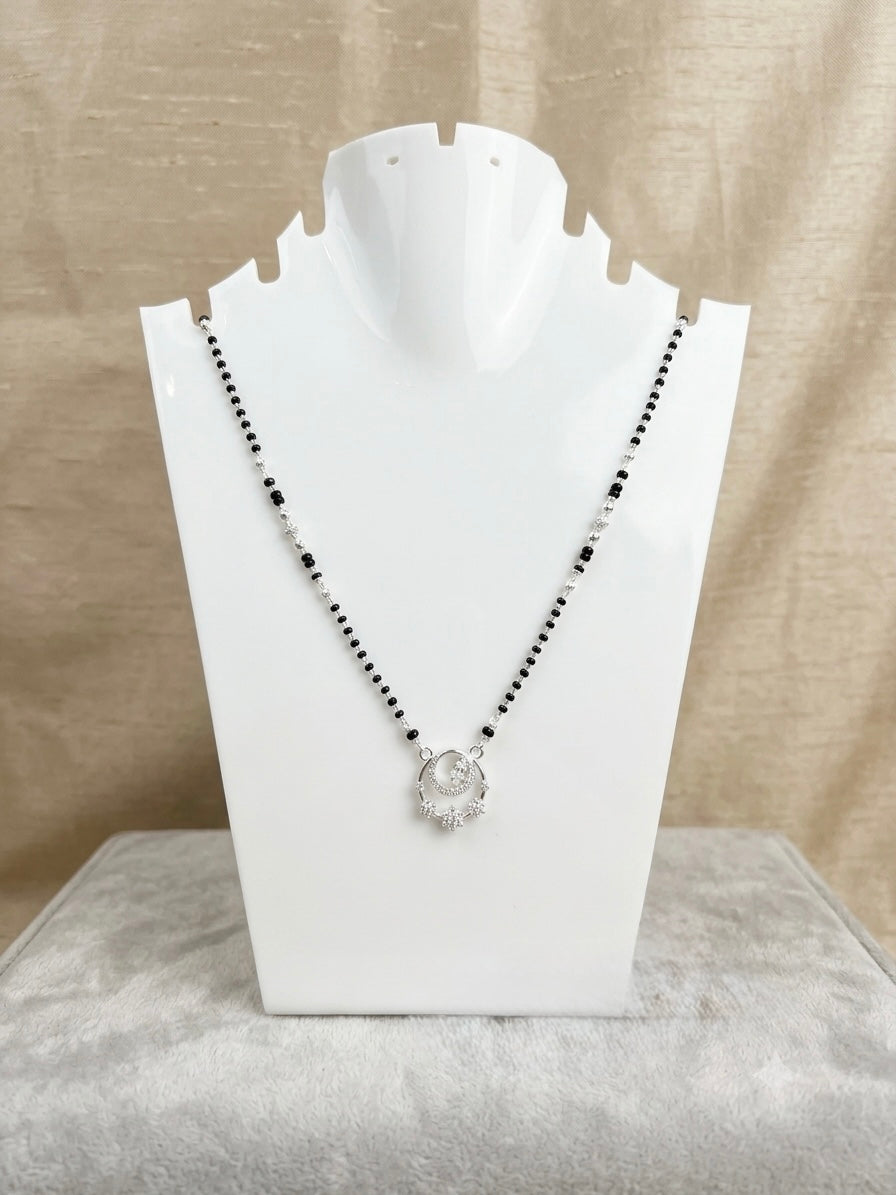 Aavikazevar 925 Sterling Silver Daily Wear Mangalsutra for Women | Lightweight Black Bead Chain with Elegant Pendant