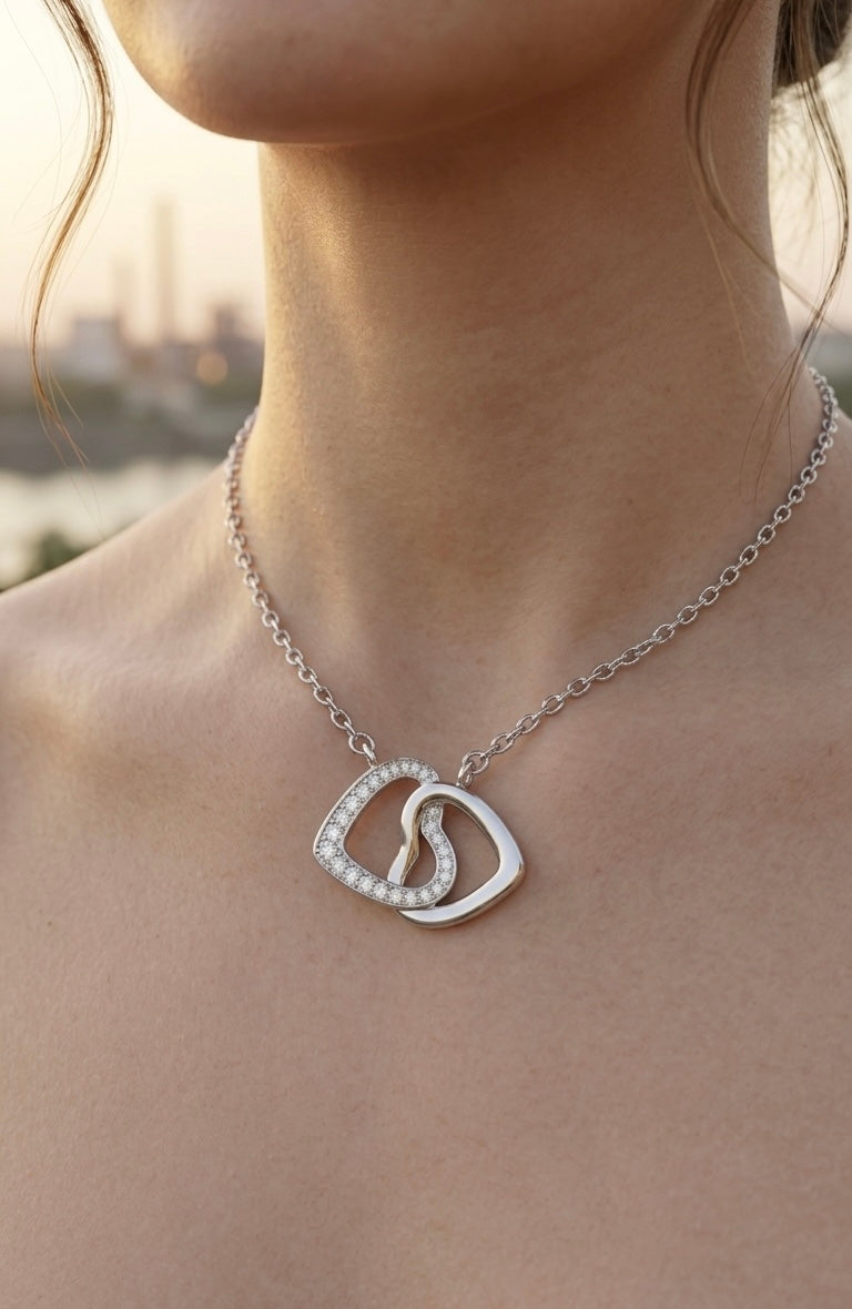 Aavika Zevar double heart shape Pendant Necklace