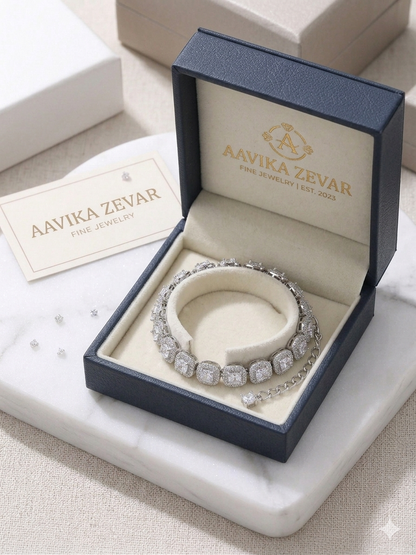 Silver Adjustable Tennis Bracelet for Women